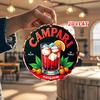 D Flat Pc CampariInspired Round Aluminum Sign  Rustic Metal Wall Art with Orange Slice  Glassware Design X Inch