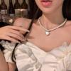 Elegant Faux Pearls Necklace Elegant  Lovely Heart Pendant Neckchain