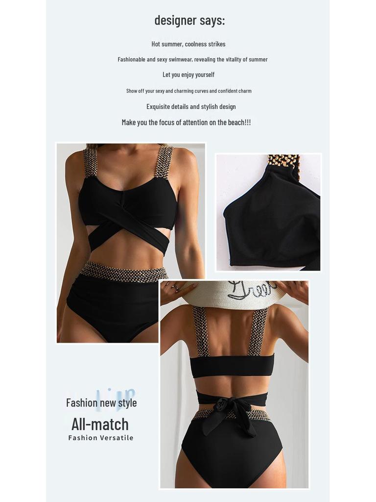 2023 European & American Women's Sexy Criss-Cross Backless Bikini Swimsuit