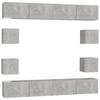 8 piece TV cabinet set concrete grey particleboard
