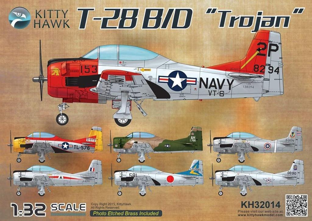 Kitty Hawk Model 1/32 T-28B/D Trojan Aircraft Plastic Model Kit KH32014 (Airplane)