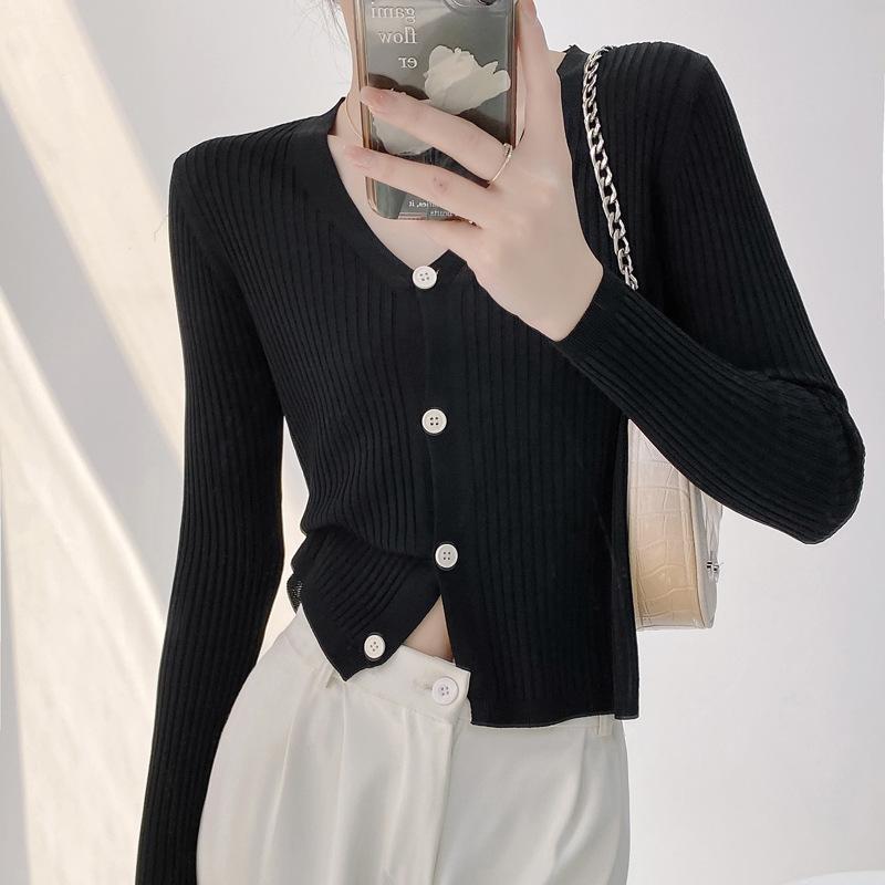 Cardigan Women's White Short Long Sleeve Thin with Skirt Shawl Top Knitted Jacket