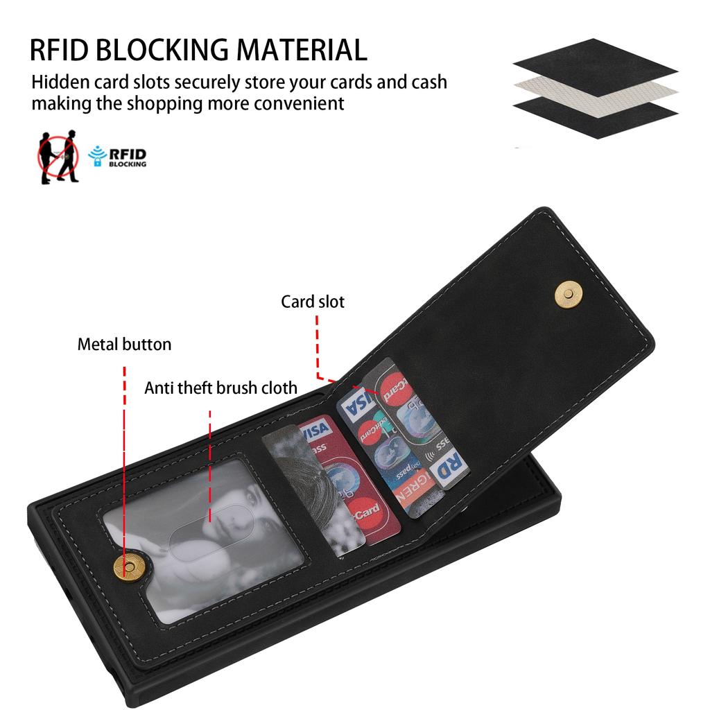 For Samsung Galaxy S25 Ultra Case RFID Blocking Card Slots TPU+PU Leather Phone Cover