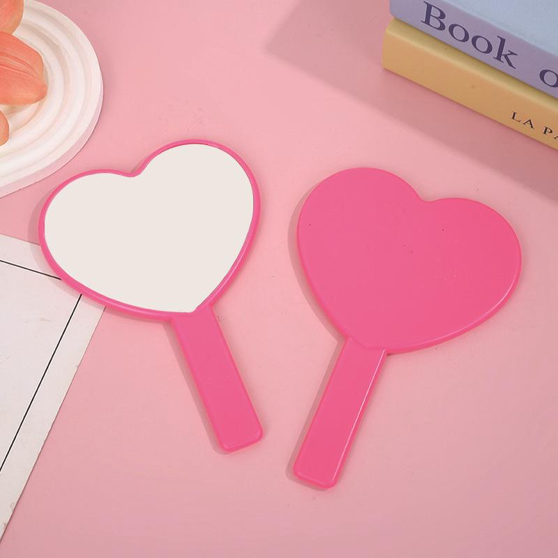

Heart-Shaped Handheld Makeup Mirror with Cute Handle - Customizable Gift for Girls 16×10.8 cm рожевий червоний колір