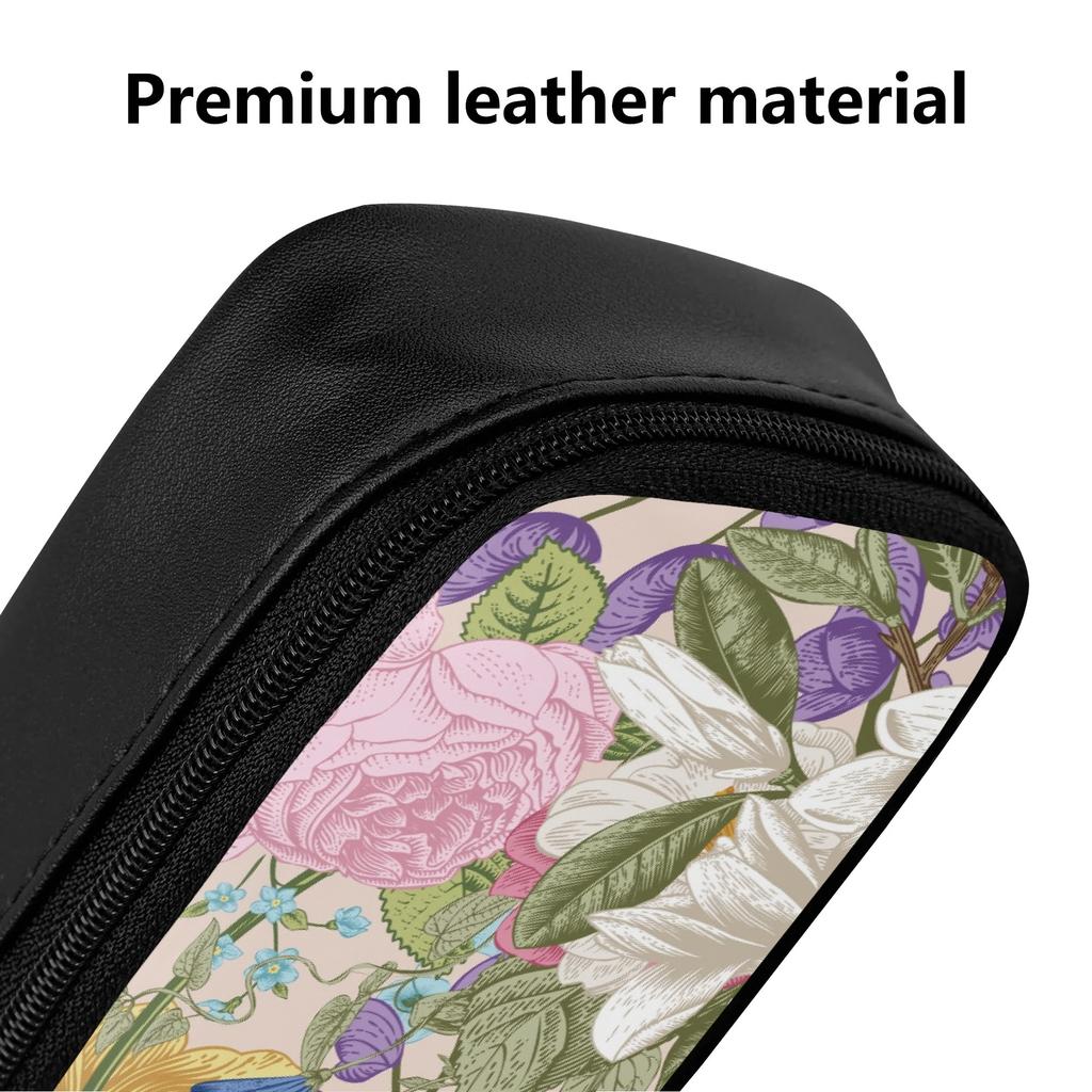 Durable Portable PU Leather Stationery Case for Protecting Pens and Accessories for School Desk and Backpack