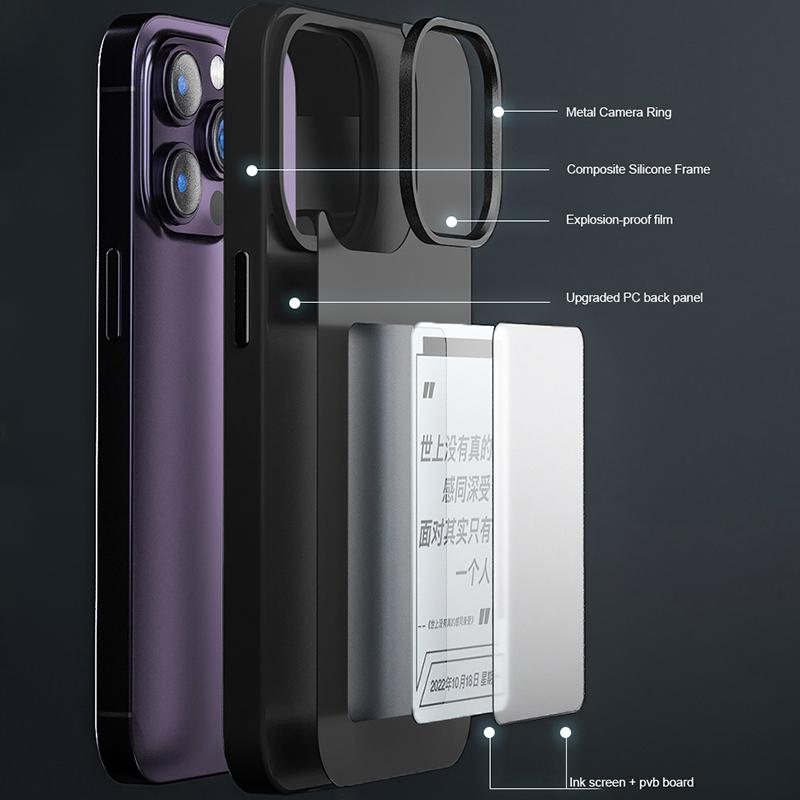 

INKZONE For iPhone 14 Pro Max Case Customize Pattern PC+TPU 3-Color E Ink Case Phone Cover A