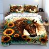 Sunflower Horse Art Set Multiple Sizes Kid'S And Adults' Bedroom Exquisite 3Pc Bedding Set, Gift