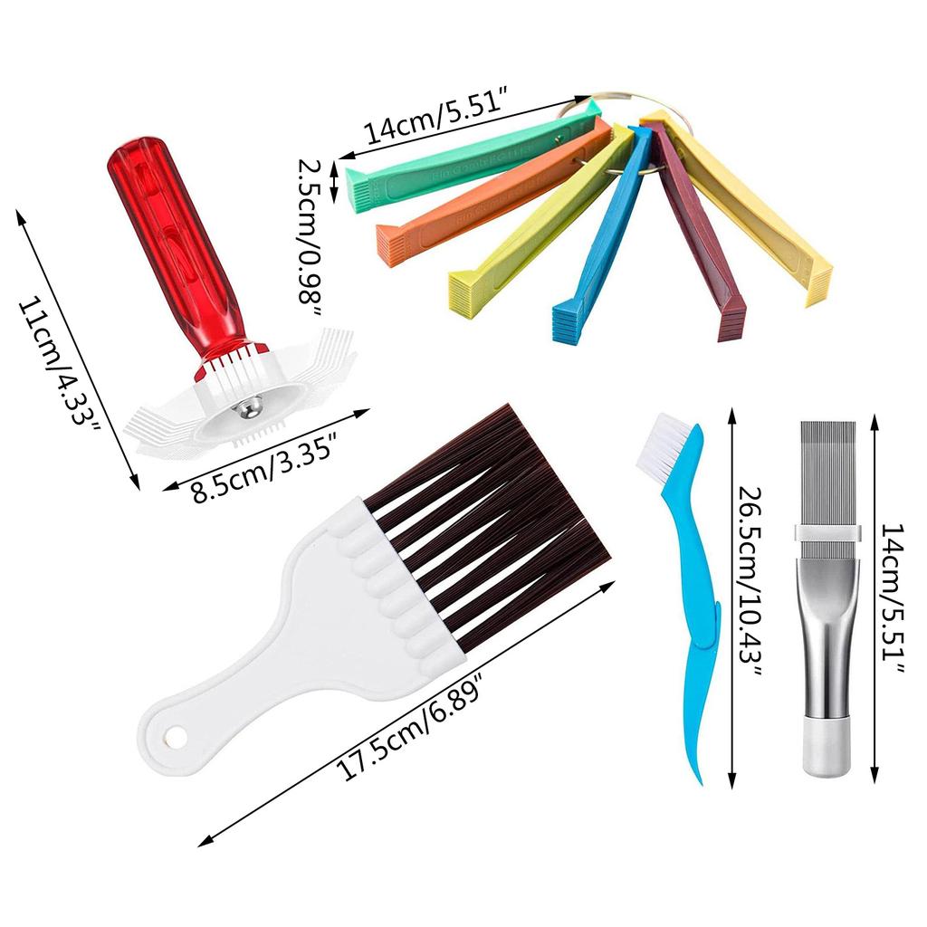 5Pcs/Set Air Conditioner Condenser Fin Comb Fin Cleaning Brush Refrigerator Coil Cleaning Whisk Brush Stainless Steel