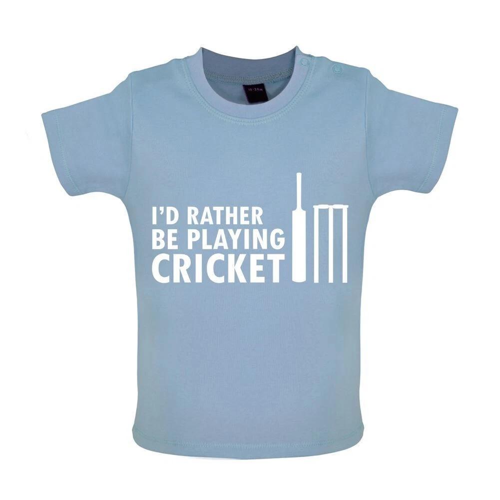 

I d Rather Be Playing Cricket - Baby Kids Boys Girls Unisex T-Shirt / Babygrow - Player playing Love 110