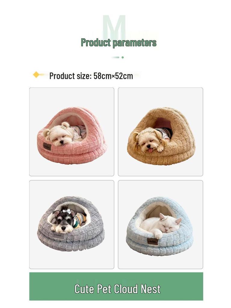 Cozy Winter Pet Nest: Semi-Closed, Thick, and Warm for Dogs and Cats