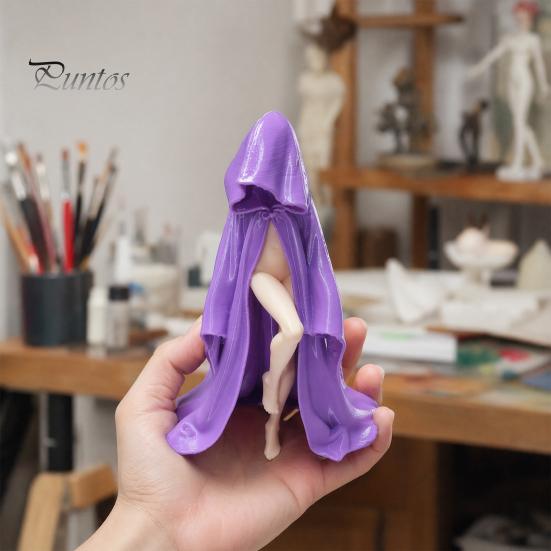 Soft Furnishing Accessory Purple Robe Girl Ornament, Gothic Halloween Style Sculpture, Durable Decor Figurine PLA Unique Collectible Figurine,