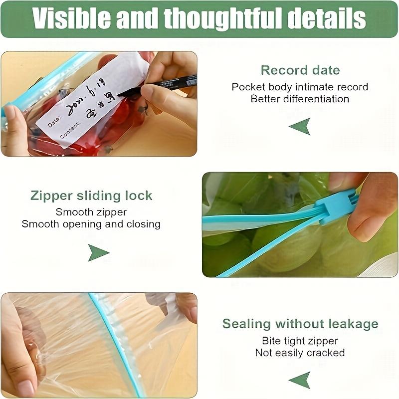 60 Pieces Zipper Bag Food Classification Storage Bag Food Preservation Seal Bag