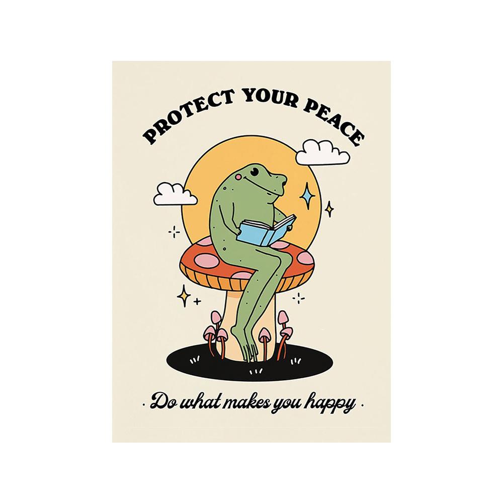 You're Definitely a Funny Poster with Retro Fungi from the '70s, Fancy Hippies, Ball, Dancing Frogs, Canvas, Painting, Wall Art Photography