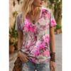Women Summer T Shirt Flower Pattern Print Short Sleeve Tees Casual Printed Tops