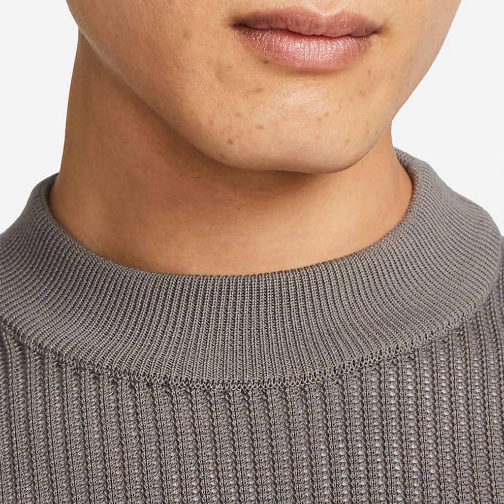 Nike Solid Round Neck Long Sleeve Knit Sweater Men Sweaters Wolf-Grey DN4102-012