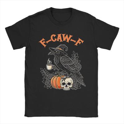 Crow Raven F-CAW-F Halloween T-Shirt Summer Pure Cotton T-Shirts For Men Harajuku Design Tee Shirt Short-Sleeve Streetwear Tops