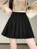 Coffee Maillard Suede A-line Pleated Skirt - Women's Autumn/Winter Petite Leather-look Skirt