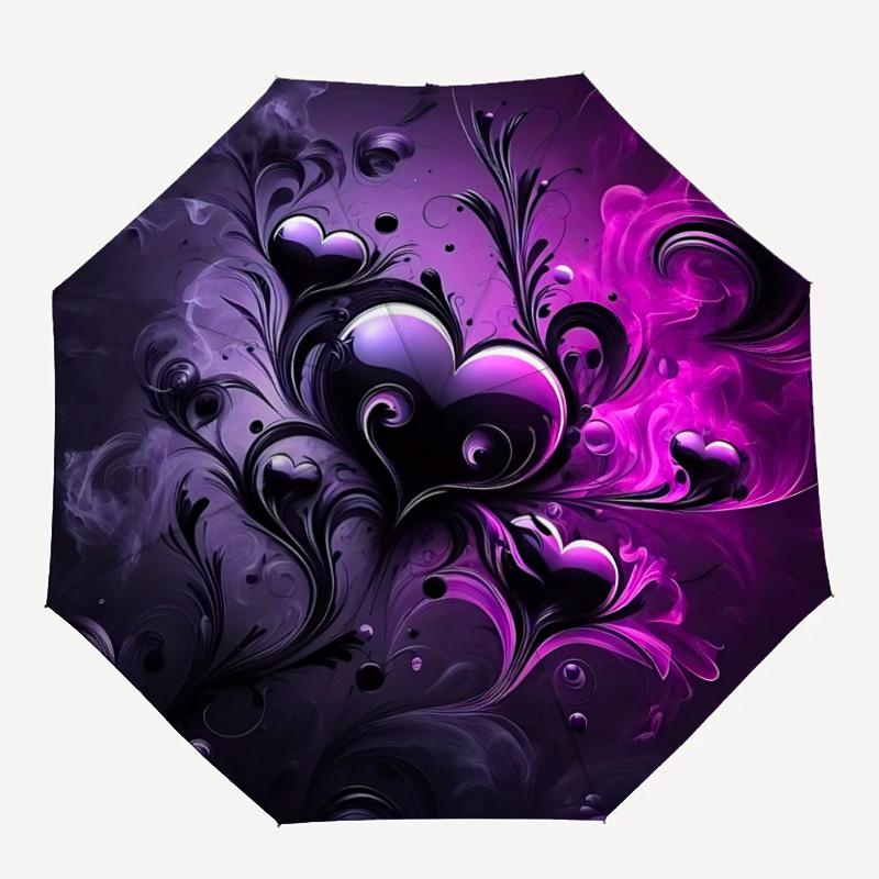 

1pc Heart Ornament Automatic Folding Umbrella - Portable Collapsible 8-Rib Umbrella for All Seasons yy251119195