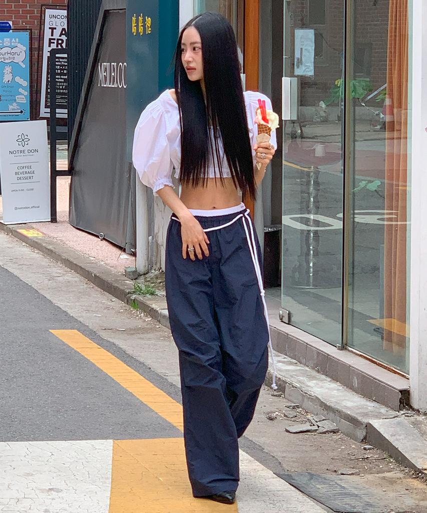 YOUHEE [3Colors] Cotton Layered Banding Wide Pants