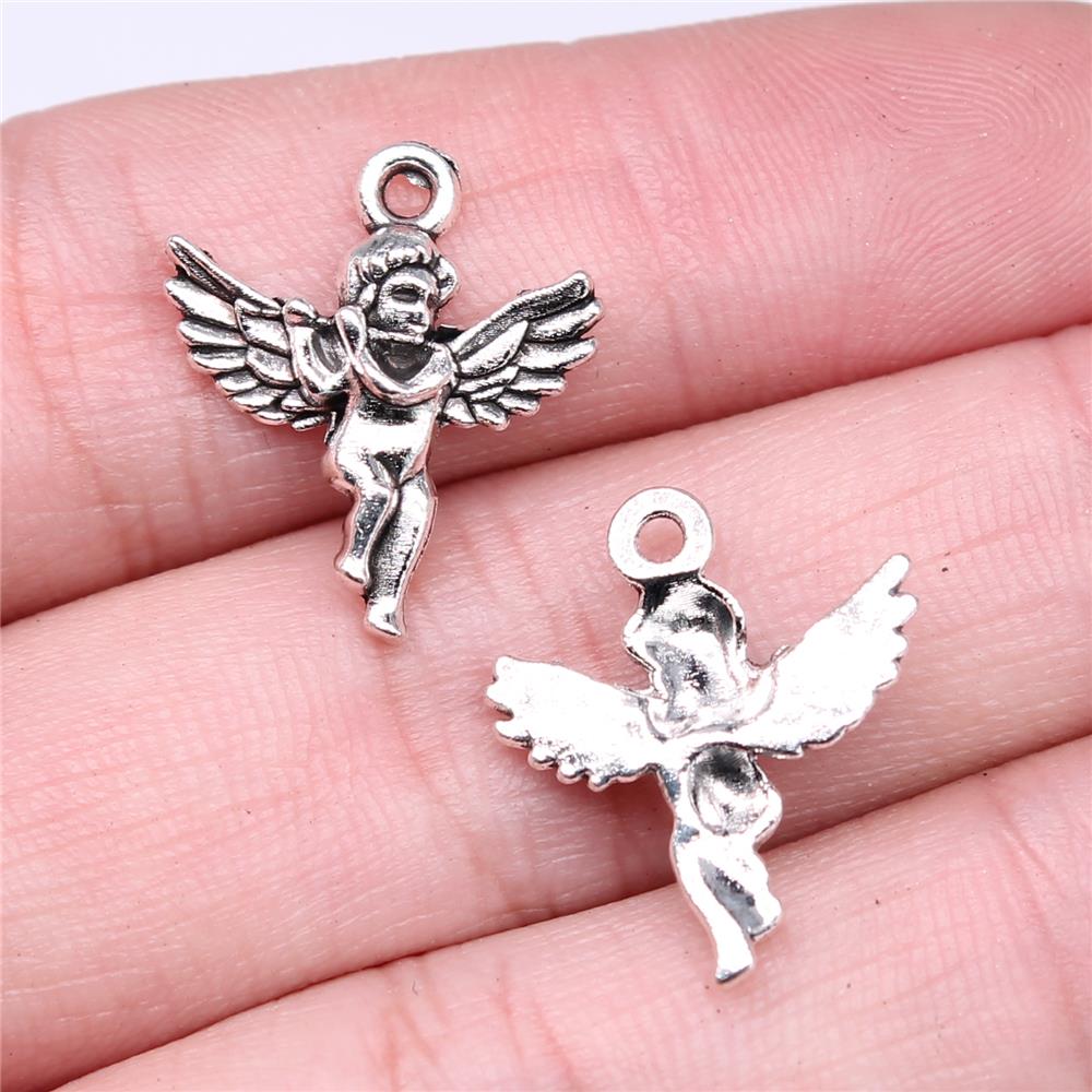 20ks Angel Charms Náušnice Charms Starostříbrná barva 20X17mm
