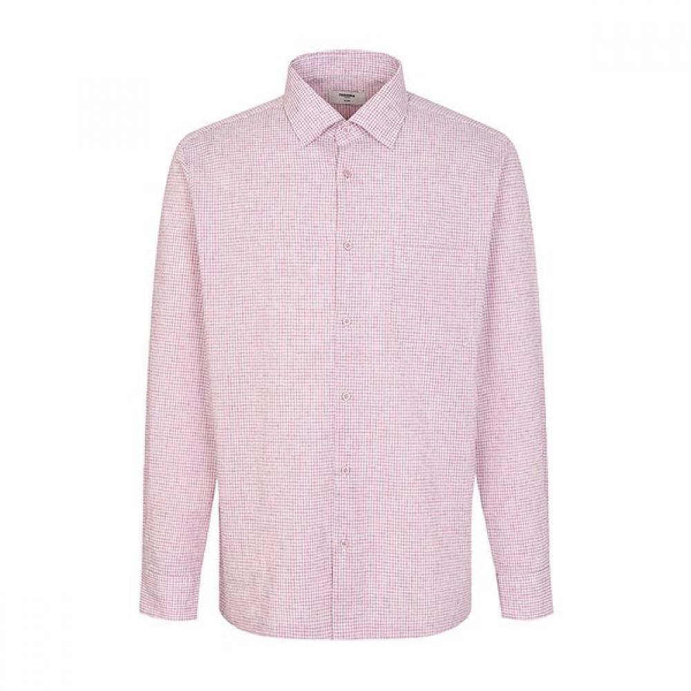 Renoma Linen Blend Sucker Check Long Sleeve Shirt Rpssg1039 Pk 110