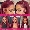 Medium Long Wig Fluffy Burgundy Long Hair, European Beautiful Woman Medium Long Hair African Full Head Cover