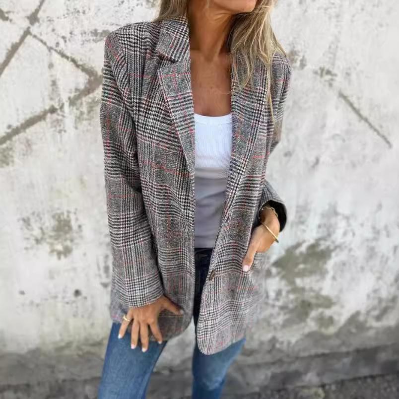 Avrupa ve Amerikan sonbahar ve kış hırka ceket kadın gündelik moda retro bin kuş kare yaka takım elbise