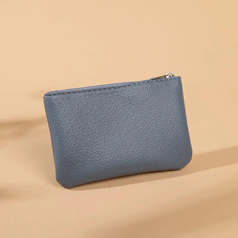 Unisex New Zipper Wallet Ultrathin Leather Coin Purse Solid Color Short Card Coin Key Storage Bag Women Men Wallet Clutch Bag