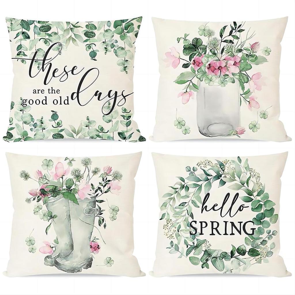 New Christmas Decoration Christmas Pillowcase 18 X 18 Inch Set of 4 Christmas Collection Cushion Pillowcases Custom Zipper Squar