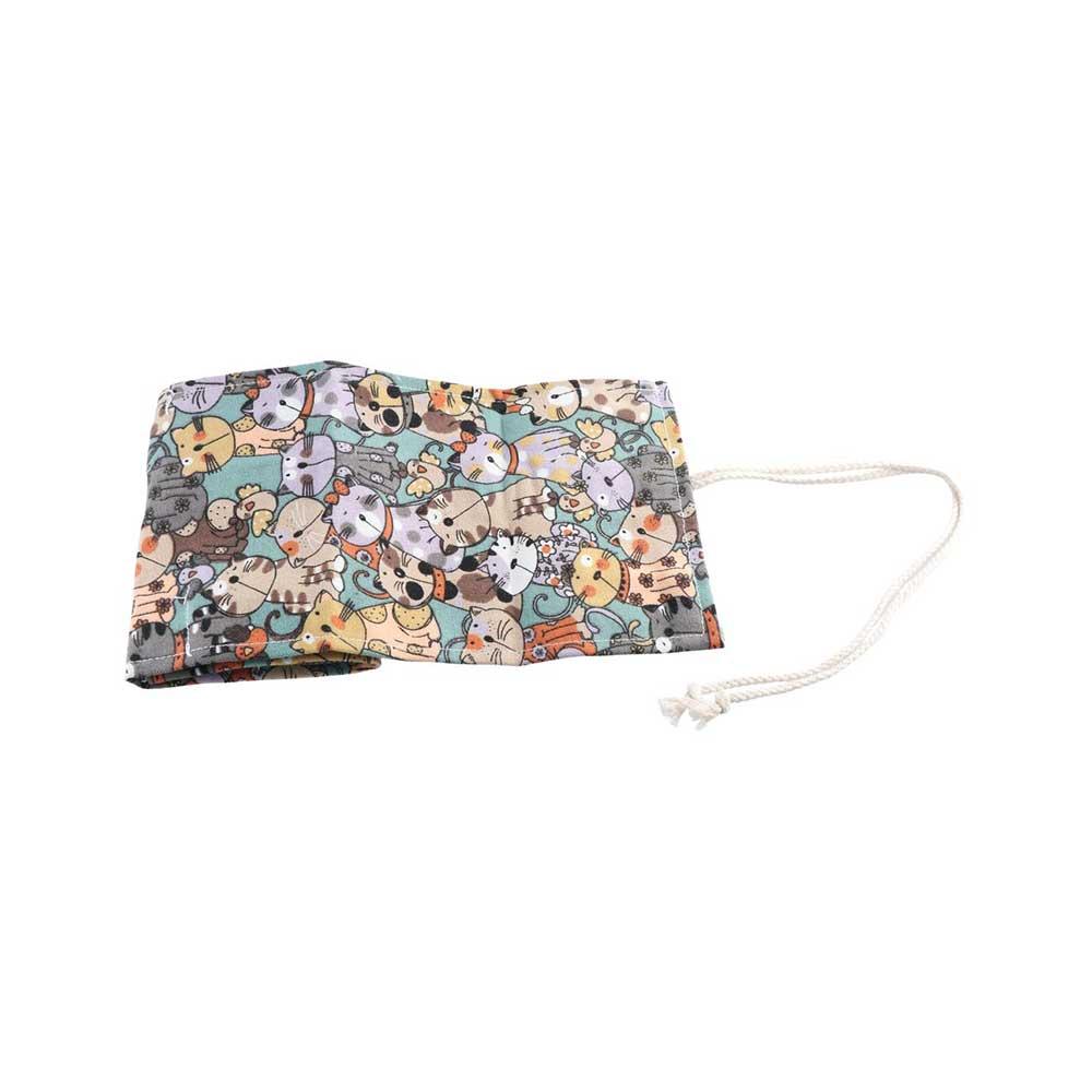 Holes Cute Cat Canvas School Supplies Roll Pencil Bags Pencil Case Pen Bag Stationery Pouch