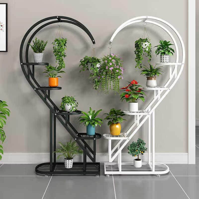 Heart-Shaped Balcony Flower Stand