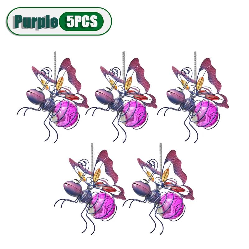 5PCS Solar-Powered Hanging Metal Ladybug Light  Garden Decor  Lady Sculpture with Bouncy Springs Summer Outdoor Art Decorations