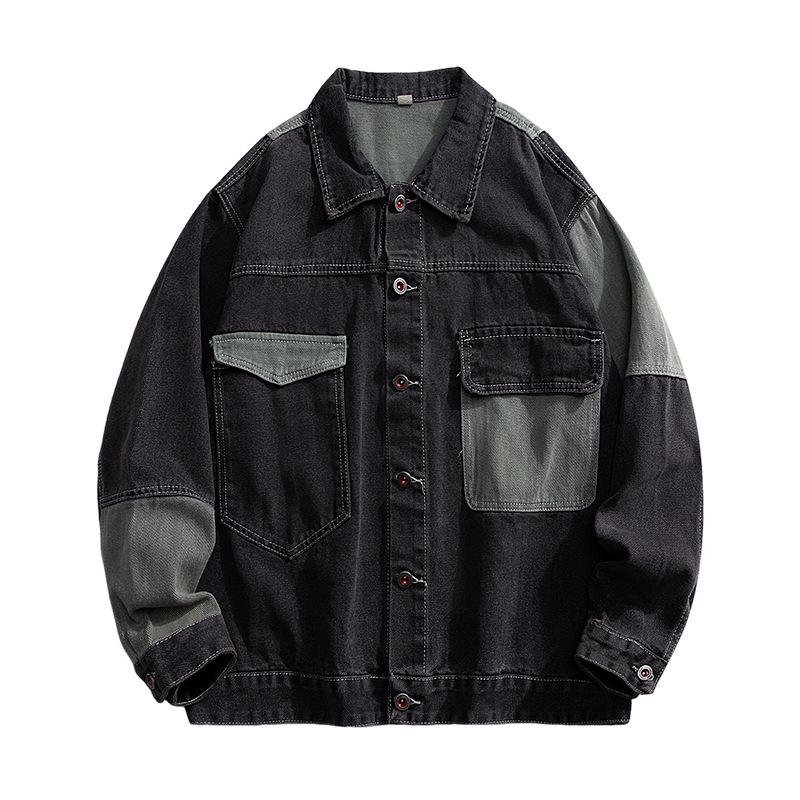 2025 Men's Plus Size Casual Denim Jacket: Trendy Patchwork, Loose Fit