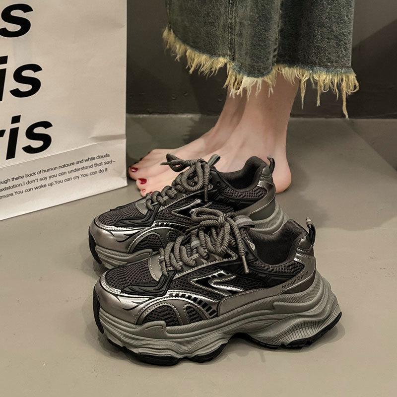 Dirty Dad Shoes Women's Autumn New Hong Kong Style Showing Small Casual Thick-soled Breathable Sports Shoes
