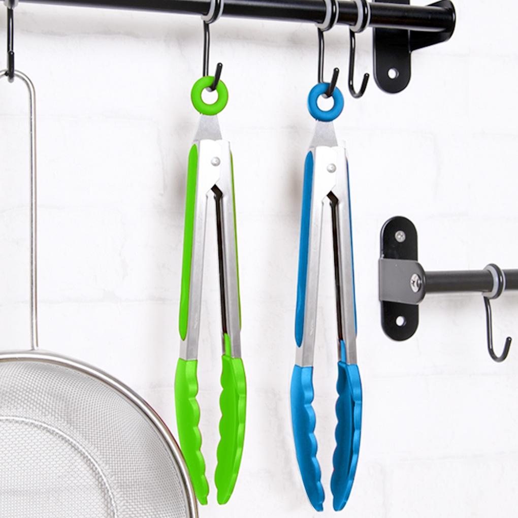 Kitchen Serving Tong Non Stick Silicone Clip Stainless BBQ Food Clamp for Cooking Grilling