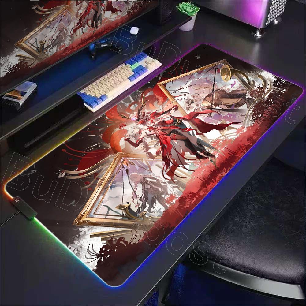 New Red Girl Wuthering Waves Phrolova Mouse Pad Anime Gaming Mouse Pad RGB Desk Mat Natural Rubber Desktop XXL Decorative Carpet
