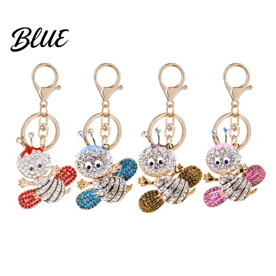 Wear-resistant Keychain Sparkling Rhinestone Bee Cute Animal Key Ring Bag