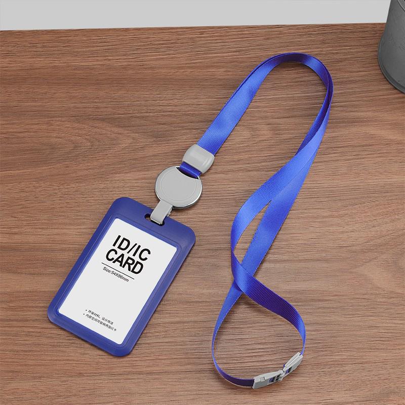 Retractable Plastic ID Badge Holder with Lanyard for Work, Campus, or Bus Cards