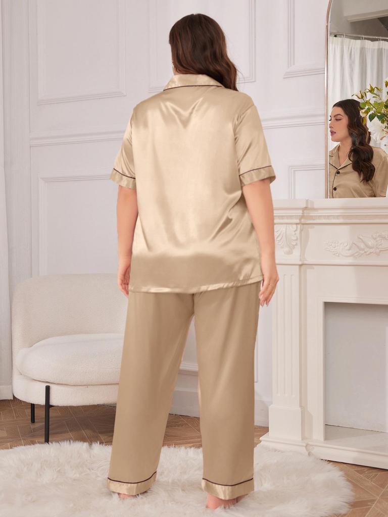 Danny Lin Summer Fashion Plus Size Casual Two-Piece Pajama Set with Loose Long Pants for Home Wear