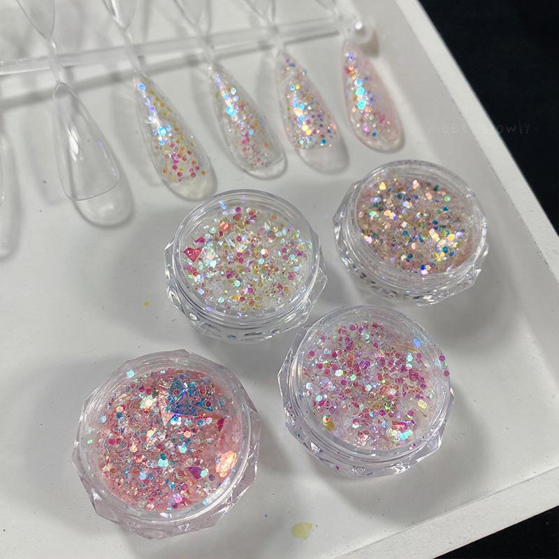 1/4Pcs Aurora Laser Nail Art Glitter Sequins Net1G Ultra-Thin Irregular Mermaid Flakes For Uv Gel Polish Manicure Decorations