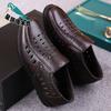 First layer cowhide men's leather shoes large size 47 casual shoes soft sole round head middle-aged and elderly father shoes
