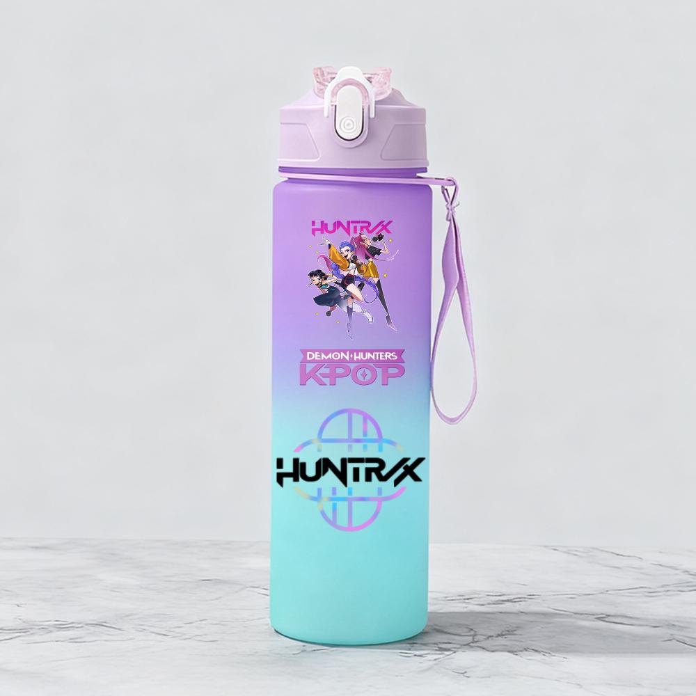 Kpop Demon Hunters Team Creative Gradient Water Bottle Unisex Sports Style Reusable Jug designed for Outdoor Cycling Travel Fitness