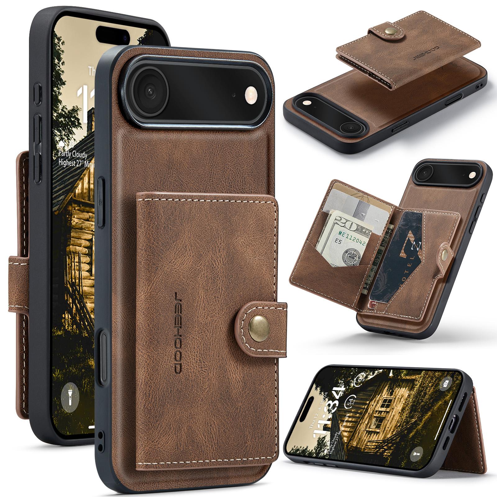For iPhone Air Case JEEHOOD J01 Retro Leather + TPU Phone Cover Detachable Magnetic Card Holder