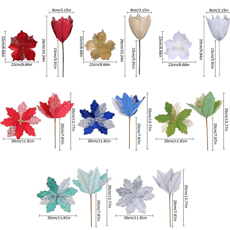 Simulated Flower Glitter Sequin Christmas Home Party Multiple Colors Unique Decorative Accessories