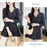 Women's Mid-Length Cable Knit Wool Sweater - Soft, Loose, V-Neck, Perfect for Autumn and Winter, Wear as Outer or Base Layer.