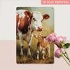 Metal Poster Cow Calf Wall Art, Rustic Farmhouse Decor for Garage