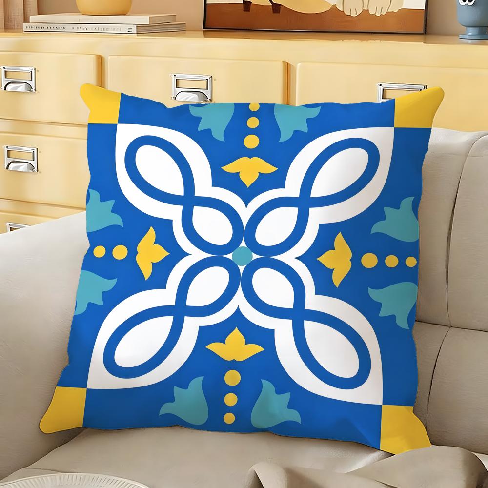 Exotic Portuguese Pattern Cushion Cover Soft Durable Reversible Pillow Cover Home  Car MultiScene Daily Comfort Pillowcase