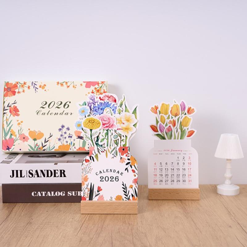 WTEMPO Elegant Mini DIY Desktop Motivation Inspirational Calendars for 2026 Featuring 12 Months From January To December with Base Phone Holders