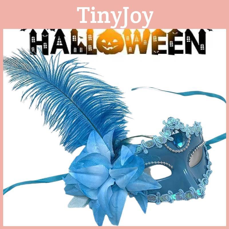 Luxurious Princess Half Face Mask With Natural Ostrich Feathers Ideal For Performances And Parties