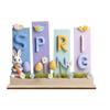 Easters Decors Wood Happy Easters Signs Block Tabletop Ornament Easters Bunnies Centerpieces Dining Room Kitchen Decors